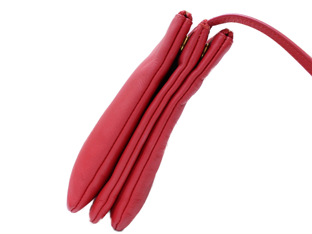 Celine Leather Trio Shoulder Bag Red